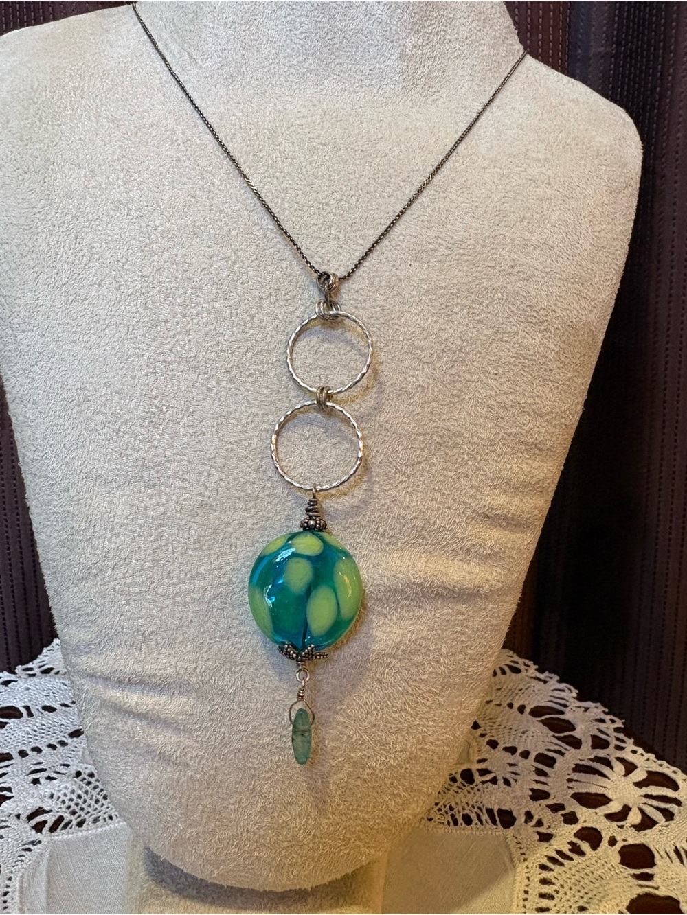 Marano Glass & Sterling Silver Pendant with Chain